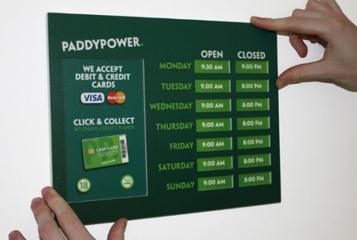 Paddy Power opening sign